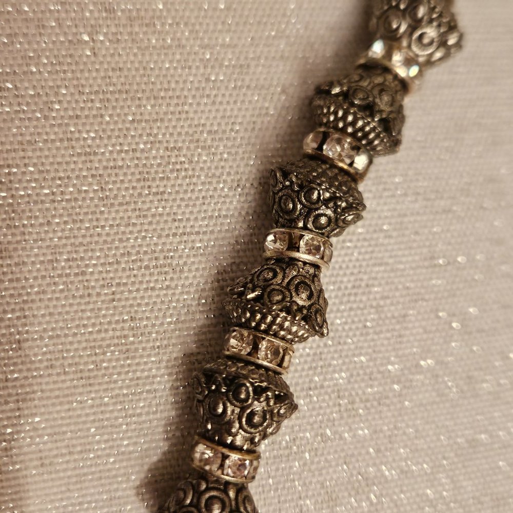 Silver Beaded Statement Necklace - image 5